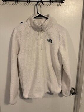 THE NORTH FACE Pullover Fleece Mens  sz M White 1/2 zip pullover Good Base Layer